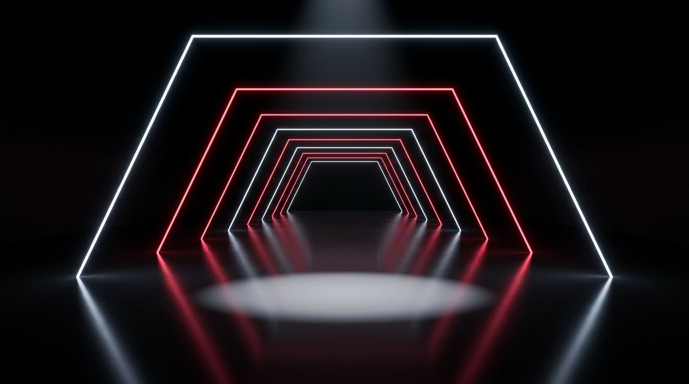 Illuminated geometric showroom stage